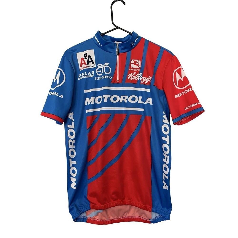 Giordana Motorola Cycling Jersey Mens XL Blue Red Kelloggs American Airlines